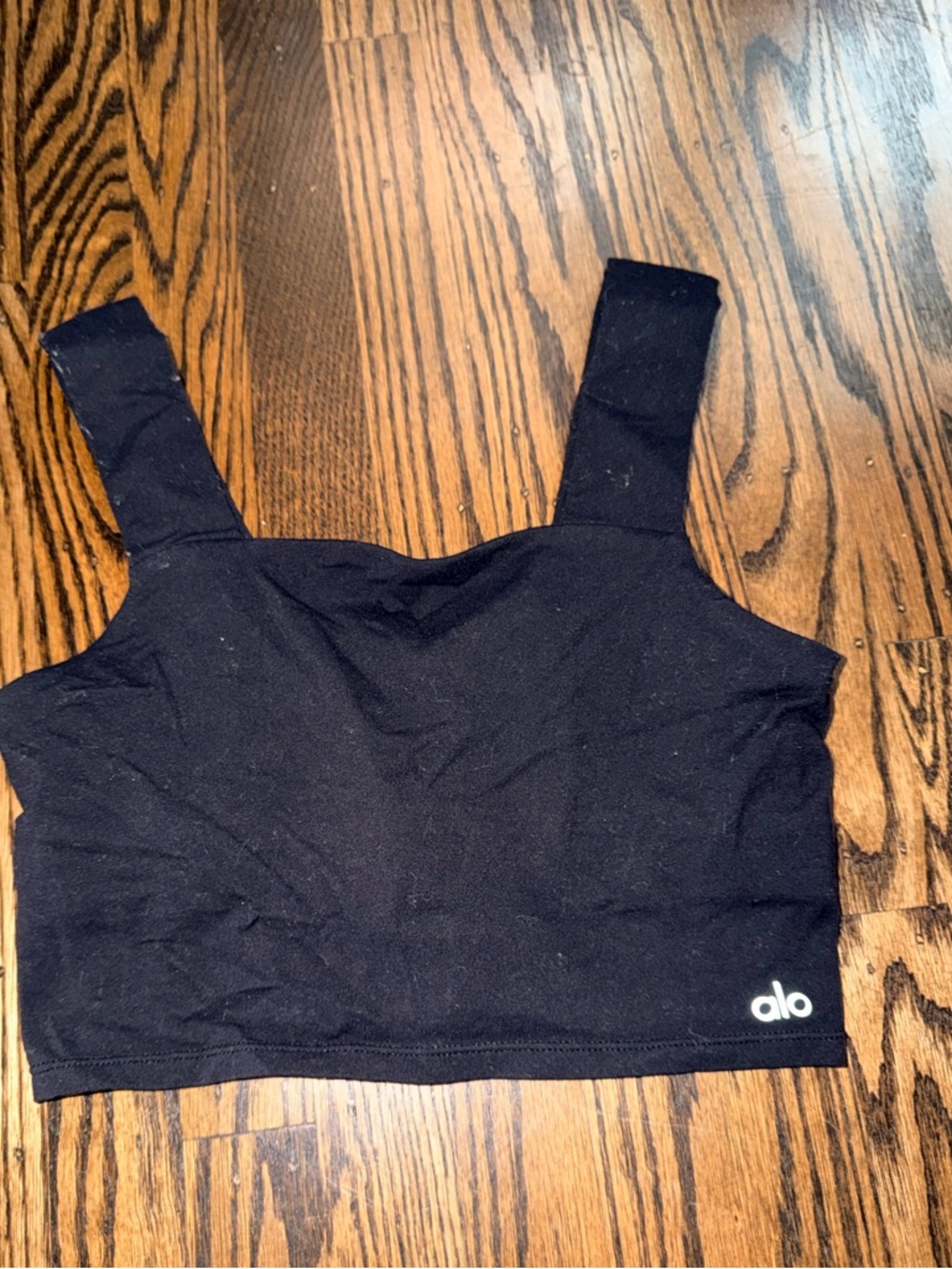 Alo Women’s Black Cropped long bra Tank Top medium